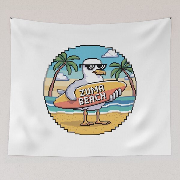 Item preview, Zuma Beach Pixel Art Sticker — 8-Bit Seagull, Retro Summer Vibes, California Surf Decor designed and sold by CircinusStore.