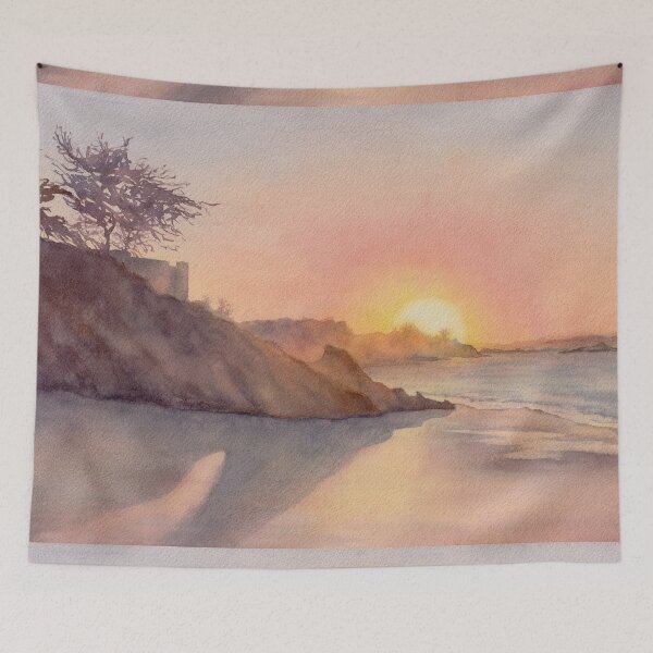 Item preview, Sunset at the Ocean – Watercolor Seascape Painting designed and sold by Katenaz.