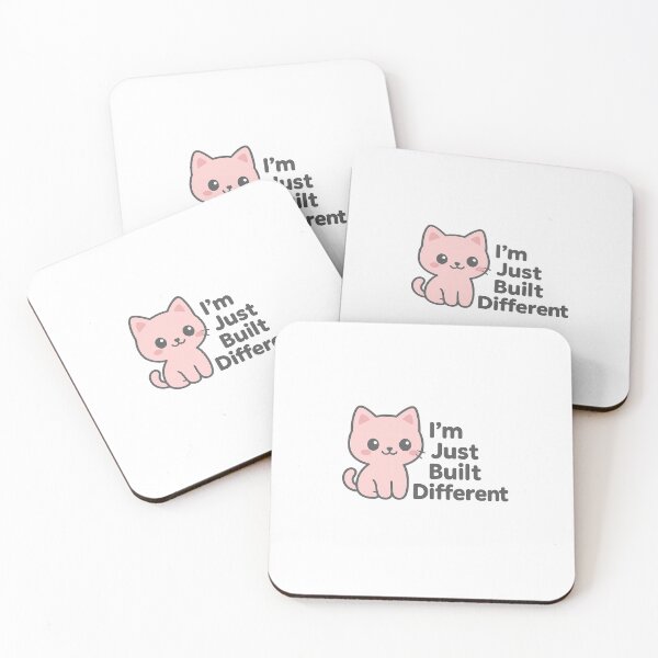 Item preview, I'm Just Built Different Pink Black Cat Kawaii designed and sold by KeepItSimple089.