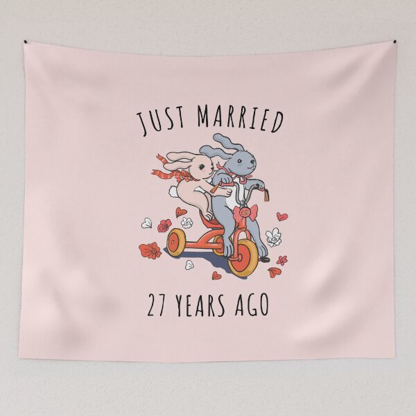 Item preview, Just Married 27 Years Ago - 27th Anniversary Couple Bunnies Tee, Phone Cases And Other Gifts designed and sold by MemWear.