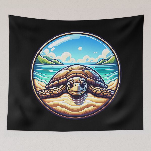 Item preview, A turtle lies on a beach designed and sold by ReneMM.