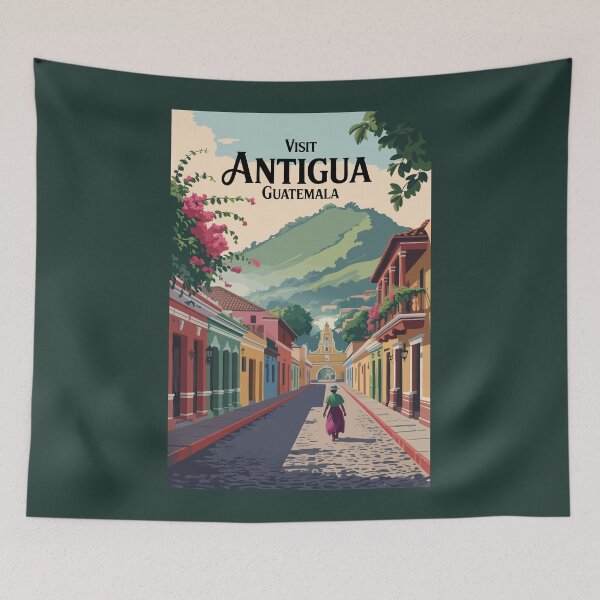 Item preview, Guatemala Antigua Illustration Travel Art Vintage designed and sold by KrisSidDesigns.