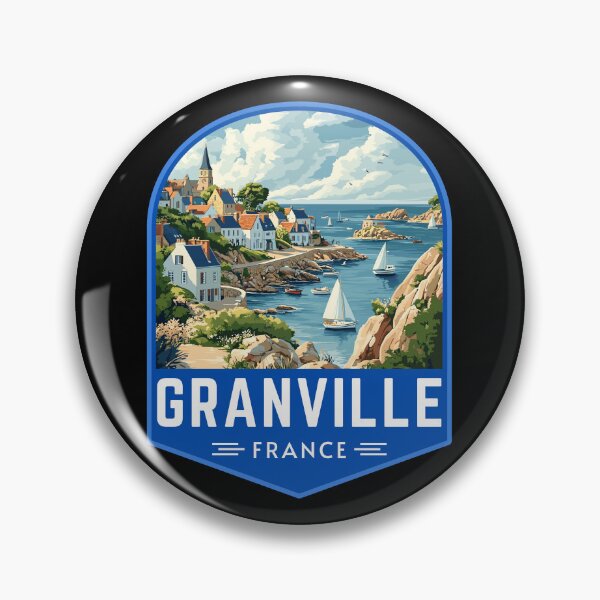 Item preview, Granville in Normandy, France Vintage Travel Art Badge designed and sold by MaateoDesign.