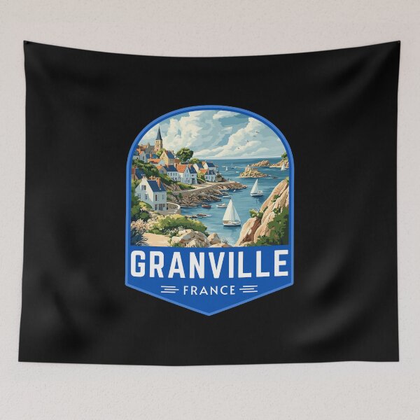Item preview, Granville in Normandy, France Vintage Travel Art Badge designed and sold by MaateoDesign.