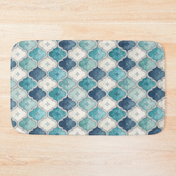 Item preview, Moroccan Ogee Tile Seamless Pattern in Blue and Teal Tones. designed and sold by RGShirtWorks.
