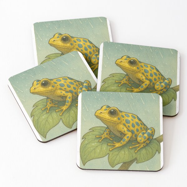 Item preview, Realistic Yellow-and-Blue Spotted Rainforest Frog on Leaf designed and sold by LevelUpLab.