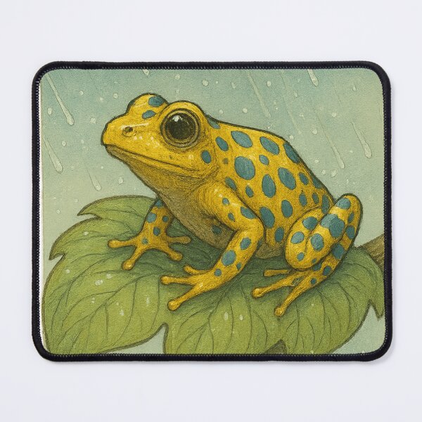 Item preview, Realistic Yellow-and-Blue Spotted Rainforest Frog on Leaf designed and sold by LevelUpLab.