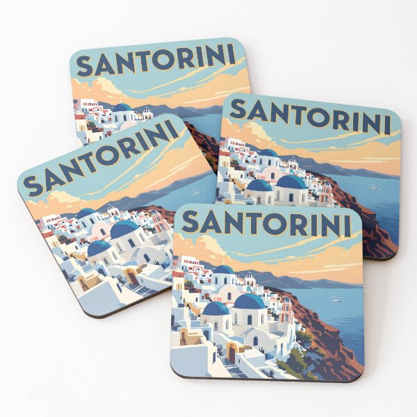 Item preview, Santorini: Vintage-Style Painterly Travel Poster designed and sold by LSVart.