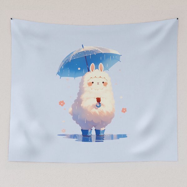 Item preview, Cute Llama in the rain designed and sold by WoollenLlama.