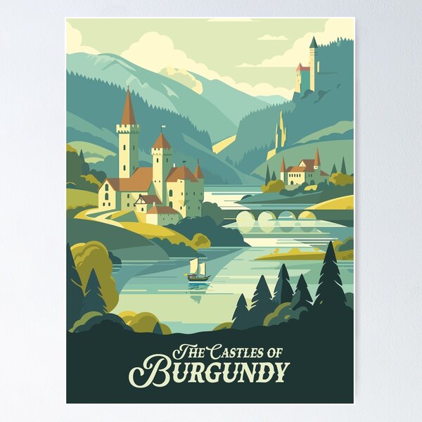 Item preview, THE CASTLES OF BURGUNDY - Inspired Poster / Retro Board Game Poster / Wall Art Print / Fantasy, Board Game, RPG, DnD / Home Decor Gift Idea  designed and sold by RoleplayRealm.