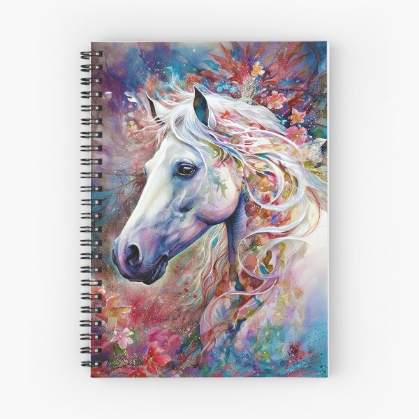 Item preview, Magical White horse with colourful flowers designed and sold by RonelBroderick.
