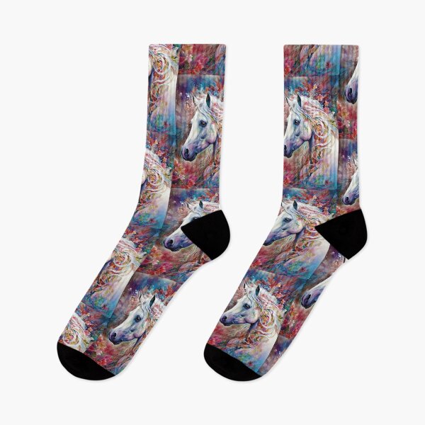 Item preview, Magical White horse with colourful flowers designed and sold by RonelBroderick.