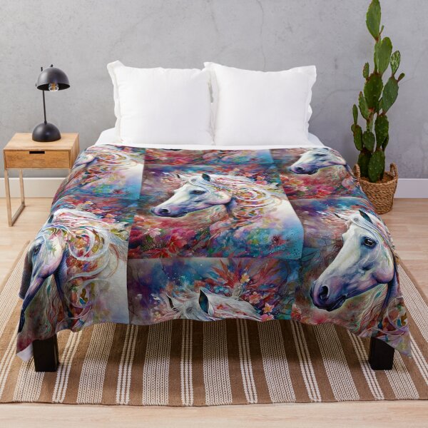Item preview, Magical White horse with colourful flowers designed and sold by RonelBroderick.