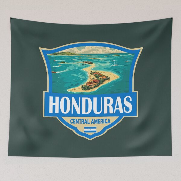 Item preview, Honduras Illustration Retro Badge designed and sold by KrisSidDesigns.