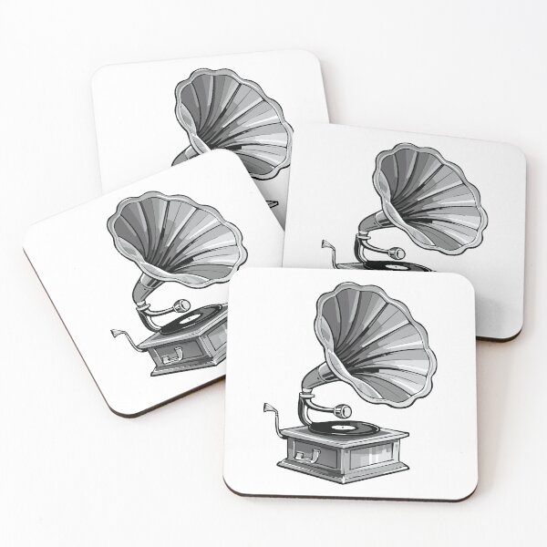 Item preview, Vintage Gramophone Illustration Retro Music Player in Black and White Art, old gramophone with vinyl record designed and sold by Danler.
