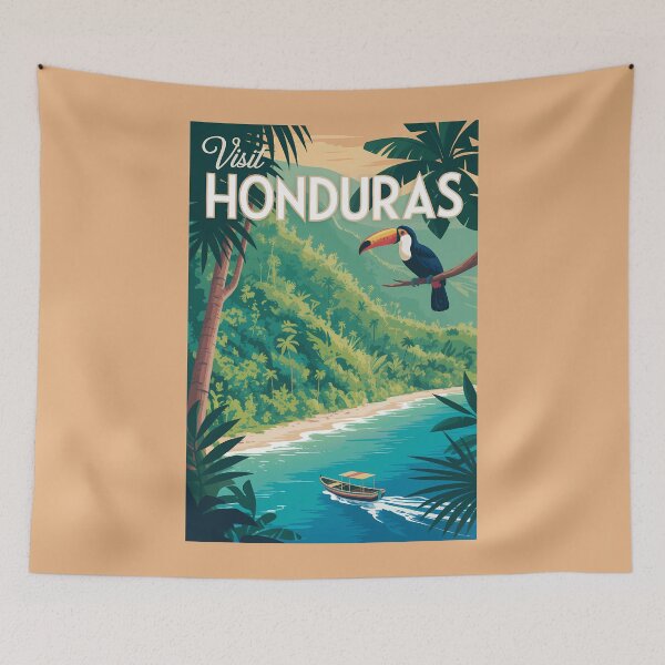 Item preview, Honduras Toucan Illustration Travel Art Vintage designed and sold by KrisSidDesigns.