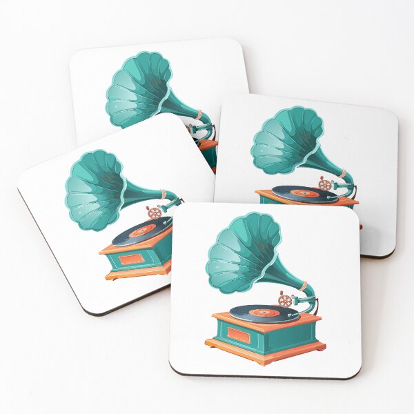 Item preview, Gramophone Illustration Retro Music Player in color Art, old gramophone with vinyl record designed and sold by Danler.