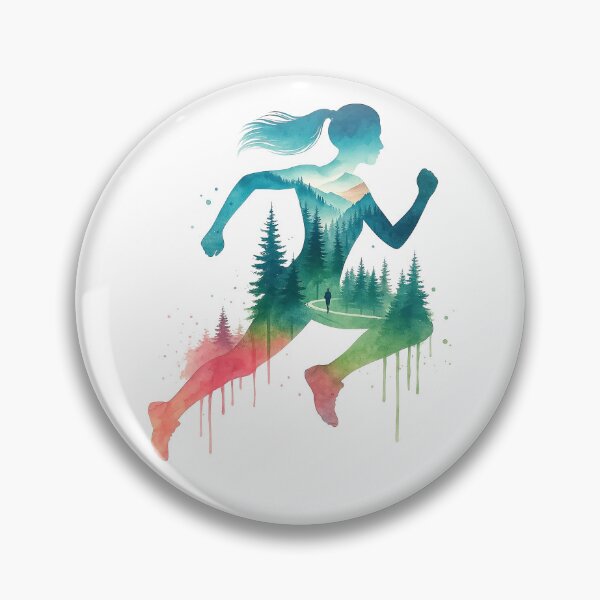 Item preview, Forest Running Girl Silhouette with Nature Landscape designed and sold by ArtfulWeave.