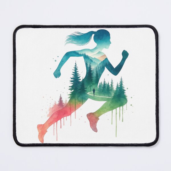 Item preview, Forest Running Girl Silhouette with Nature Landscape designed and sold by ArtfulWeave.