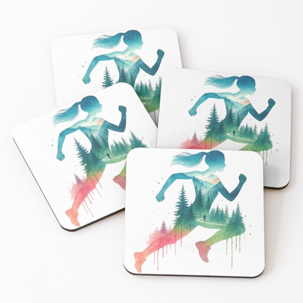 Item preview, Forest Running Girl Silhouette with Nature Landscape designed and sold by ArtfulWeave.