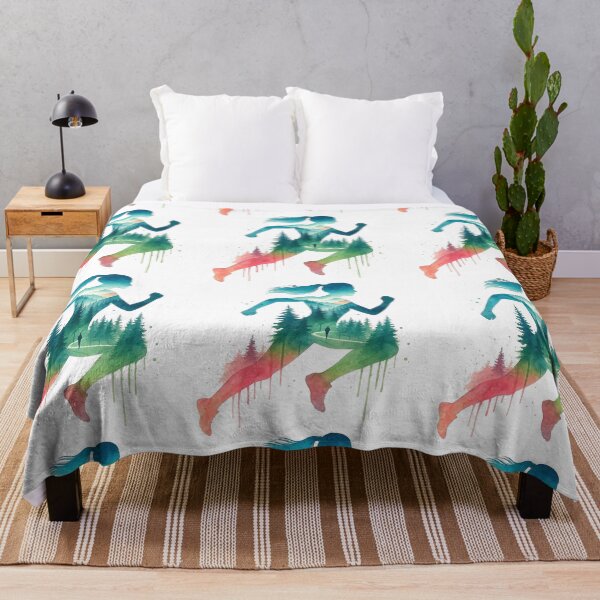 Item preview, Forest Running Girl Silhouette with Nature Landscape designed and sold by ArtfulWeave.