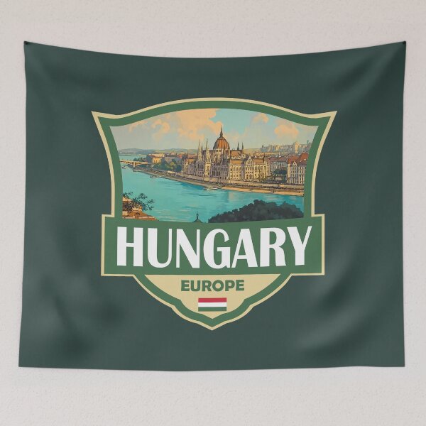 Item preview, Hungary Illustration Retro Badge designed and sold by KrisSidDesigns.