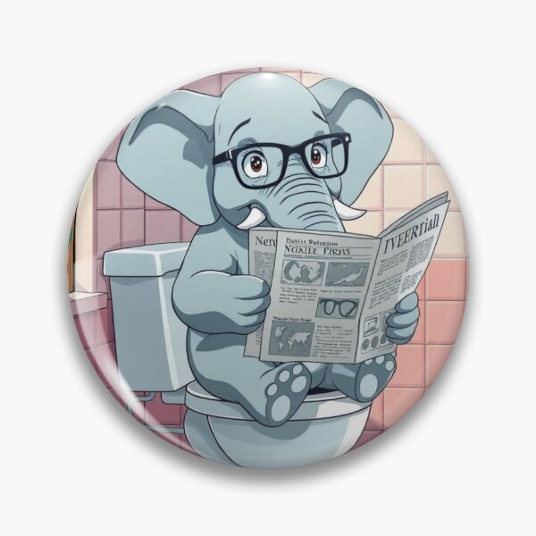 Item preview, Elephant on the toilet reading a newspaper designed and sold by Marianne1108.