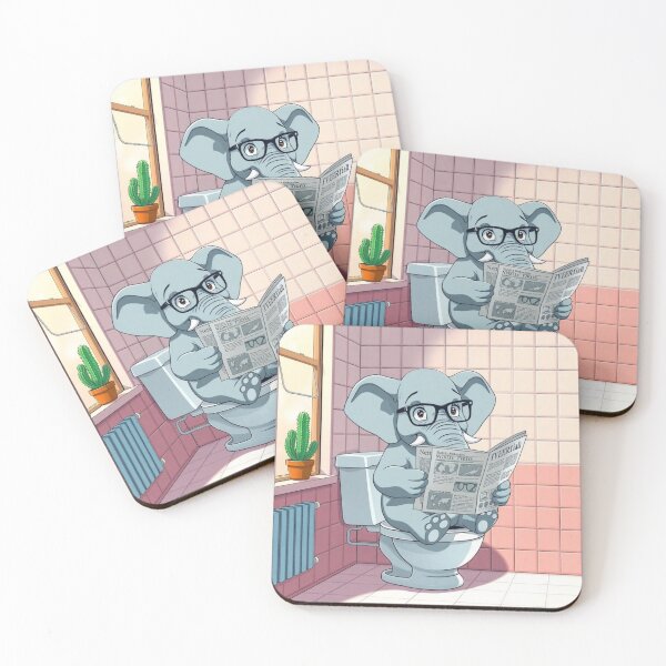 Item preview, Elephant on the toilet reading a newspaper designed and sold by Marianne1108.