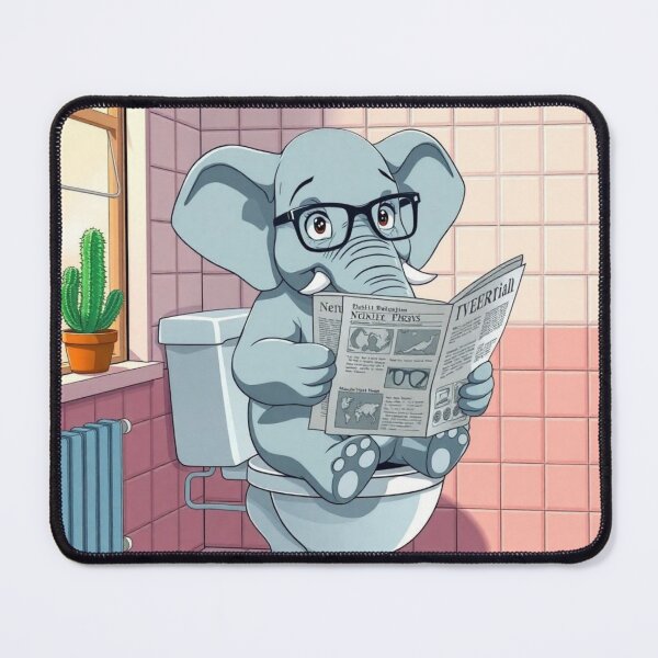 Item preview, Elephant on the toilet reading a newspaper designed and sold by Marianne1108.