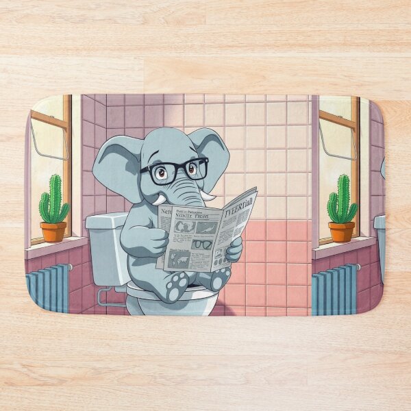 Item preview, Elephant on the toilet reading a newspaper designed and sold by Marianne1108.
