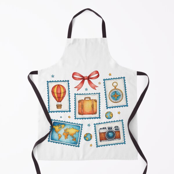 Item preview, Vintage Travel Stamps with Luggage, Compass and Camera designed and sold by ArtfulWeave.