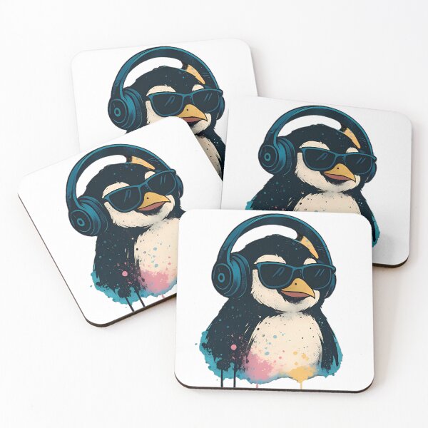 Item preview, Cool Penguin with Headphones Graffiti Style designed and sold by soooart11.