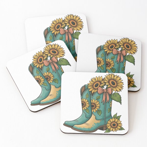 Item preview, Western Cowboy Boots with Sunflowers and Bow designed and sold by ArtfulWeave.