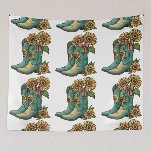 Item preview, Western Cowboy Boots with Sunflowers and Bow designed and sold by ArtfulWeave.