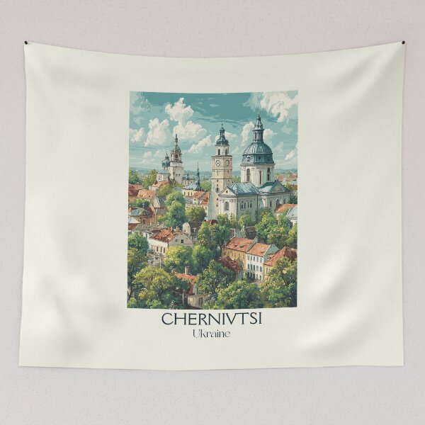 Item preview, Chernivtsi Architecture Poster – Little Vienna Ukraine Art designed and sold by TuncGK.