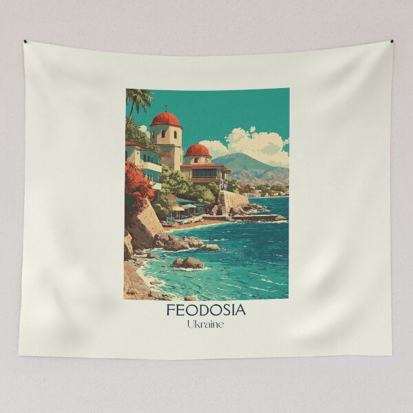 Item preview, Feodosia Beach Poster – Black Sea Coast Crimea Art designed and sold by TuncGK.