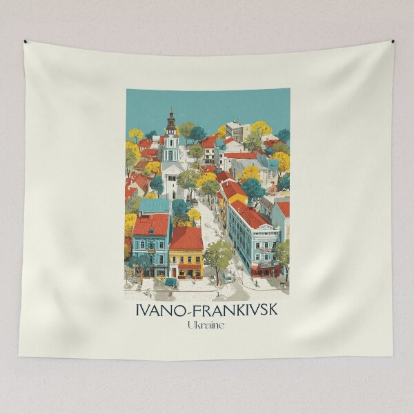 Item preview, Ivano-Frankivsk Poster – Carpathian Gateway Ukraine Art designed and sold by TuncGK.
