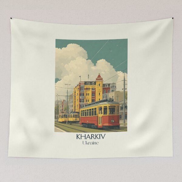 Item preview, Kharkiv Ukraine Poster – Freedom Square City Vintage Art designed and sold by TuncGK.
