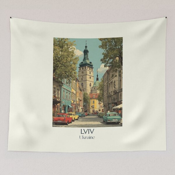 Item preview, Lviv Old Town Poster – Medieval Ukraine Coffee Capital Art designed and sold by TuncGK.