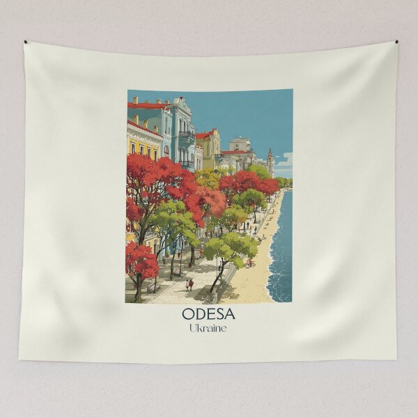 Item preview, Odesa Pearl Poster – Black Sea Port Ukraine Vintage Art designed and sold by TuncGK.