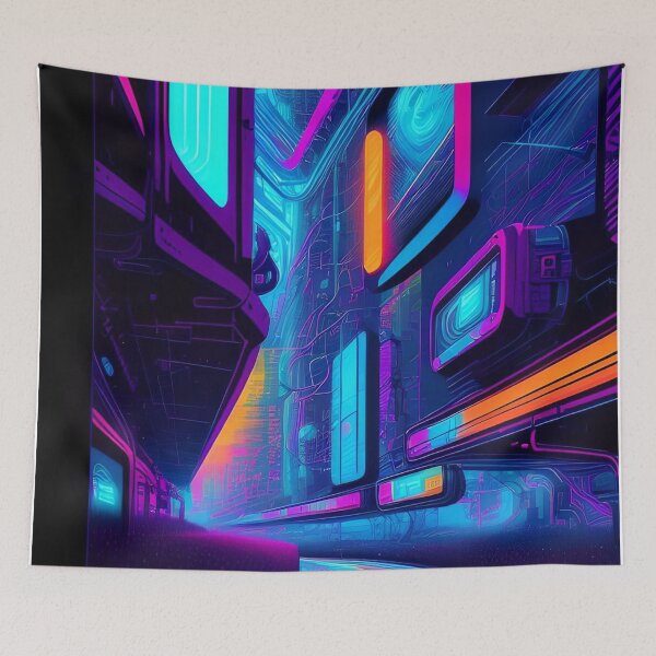 Item preview, Techno Urban Sprawl- Abstract City Road Digital Art Print designed and sold by Esterlane.