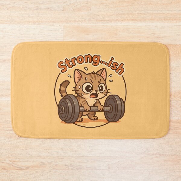 Item preview, Strong-ish Funny Gym Cat Sticker designed and sold by Yuliya Brush.