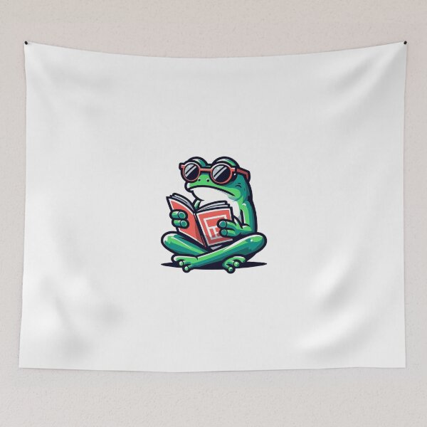 Item preview, Chill Frog – Cool Cartoon Frog Reading designed and sold by Confuzz1ed.