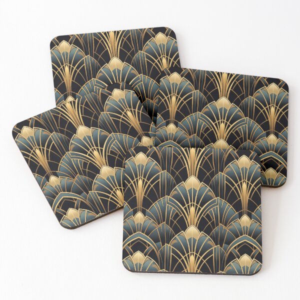 Item preview, Art Deco Elegance - Gold and Midnight Geometric Pattern designed and sold by Myra365Art.