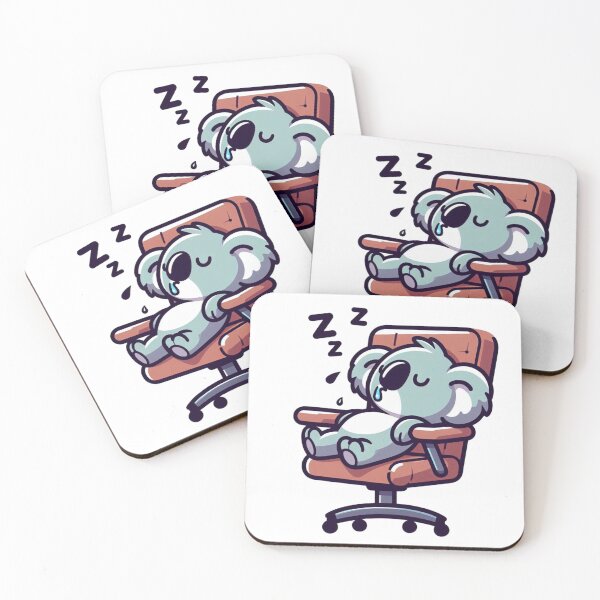 Aperçu de l'œuvre Koala endormi au bureau – Animal de dessin animé endormi créée et vendue par Confuzz1ed.