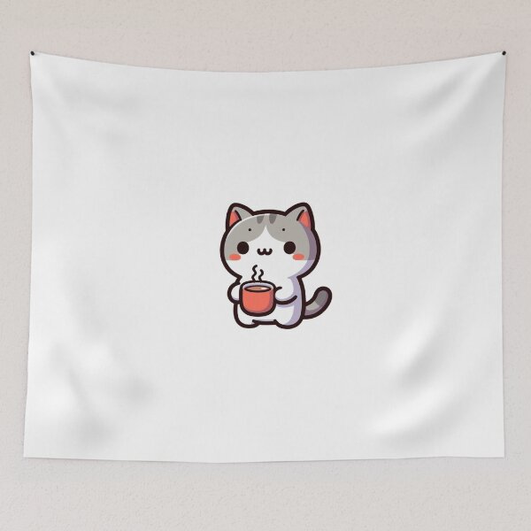 Item preview, Tea Cat – Cozy Cartoon Kitty with Mug designed and sold by Confuzz1ed.