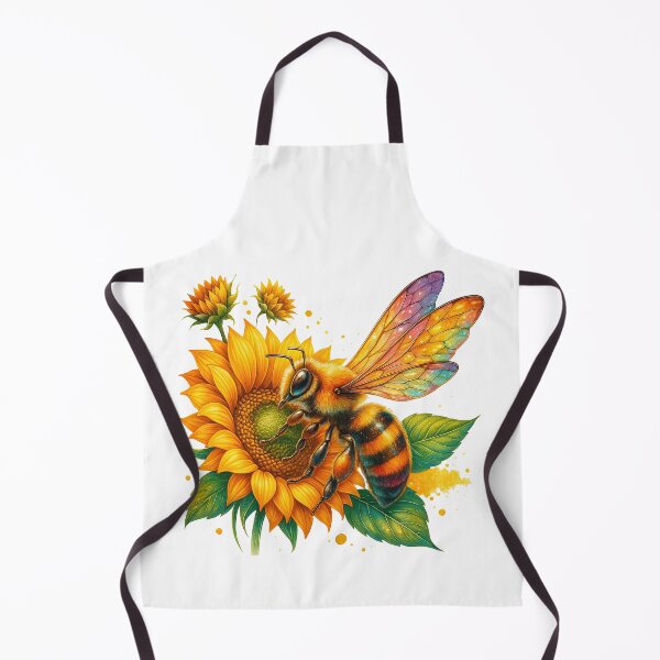 Item preview, Honey Bee on Sunflower with Bright Floral Details designed and sold by ArtfulWeave.