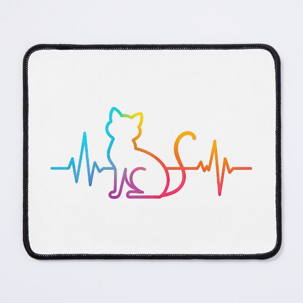 Item preview, Rainbow Cat Heartbeat Line Minimalist Pet Design designed and sold by ArtfulWeave.