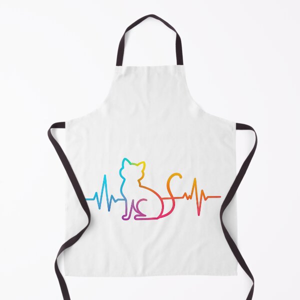 Item preview, Rainbow Cat Heartbeat Line Minimalist Pet Design designed and sold by ArtfulWeave.