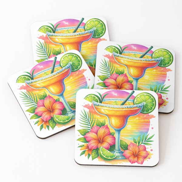 Item preview, Tropical Margarita Cocktail with Hibiscus and Sunset designed and sold by ArtfulWeave.